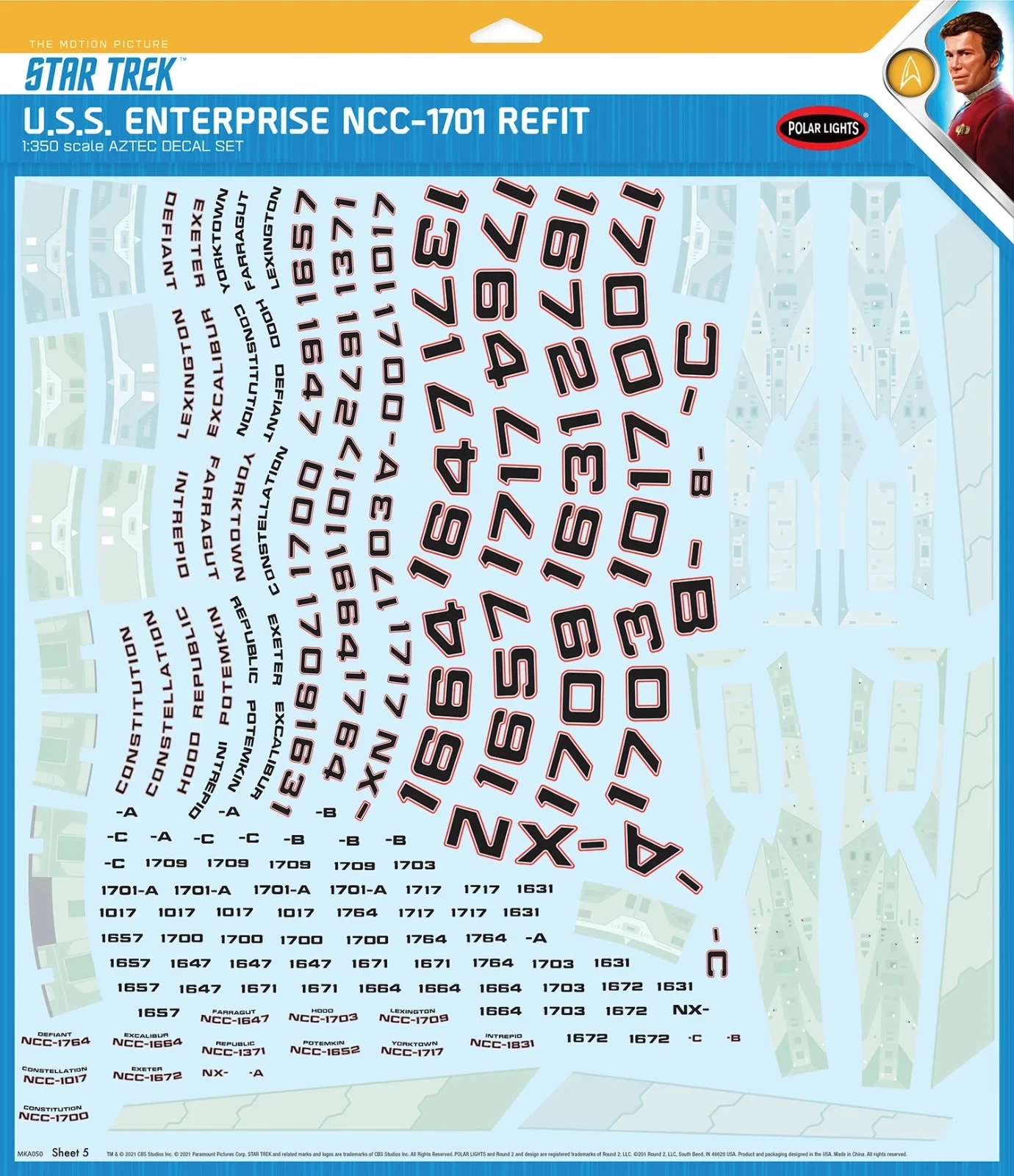 MKA050 Polar Lights U.S.S. Enterprise NCC-1701 Refit Aztec Decals 1:350 MKA050
